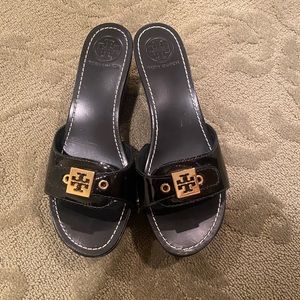 Black Tory Burch Slide Wedges